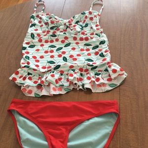 Marina West cherry striped bathing suit